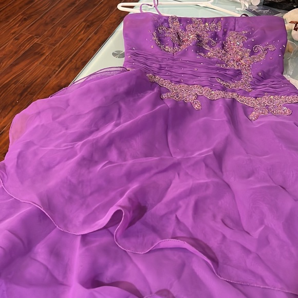 Vintage Silk Laces Layers Evening Dress - Picture 10 of 15